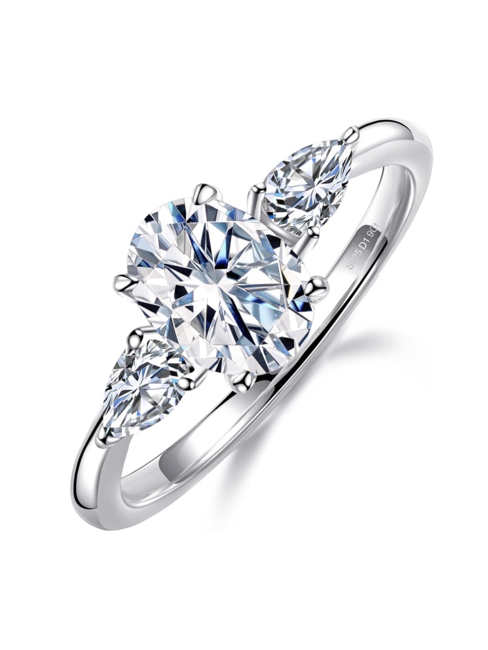 LANCHARMED 1.9 CT Moissanite Sterling Silver Diamond Engagement Ring Size 6